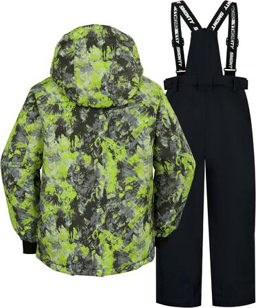 SNOWER Дитячий зимовий комбінезон для хлопчика з капюшоном, теплий гірськолижний костюм, кольорове зелений, 6-7 років