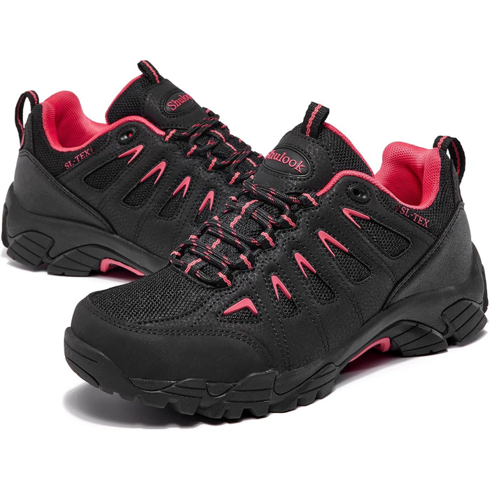 Туфлі для хайкінгу SHULOOK для жінок, водонепроникні, легкі, трекінгові, туристичні, для походів, кемпінгу, риболовлі, чорні, червоні, 38 EU