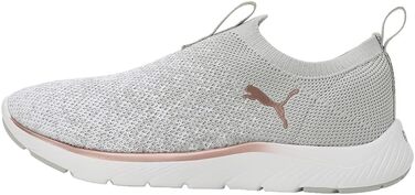 Жіночі кросівки Puma Softride Remi Slip-on Knit — вузкові бігові кеди для вулиці, сірі з білим та рожевим золотом, розмір 39 EU