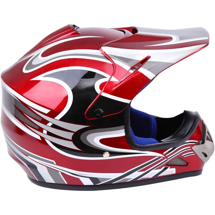 Шолом Samger DOT для дітей та підлітків, Motocross, Off Road, Dirt Bike, ATV, мотоциклетний, комплект з рукавичками та окулярами (L, Червоний)
