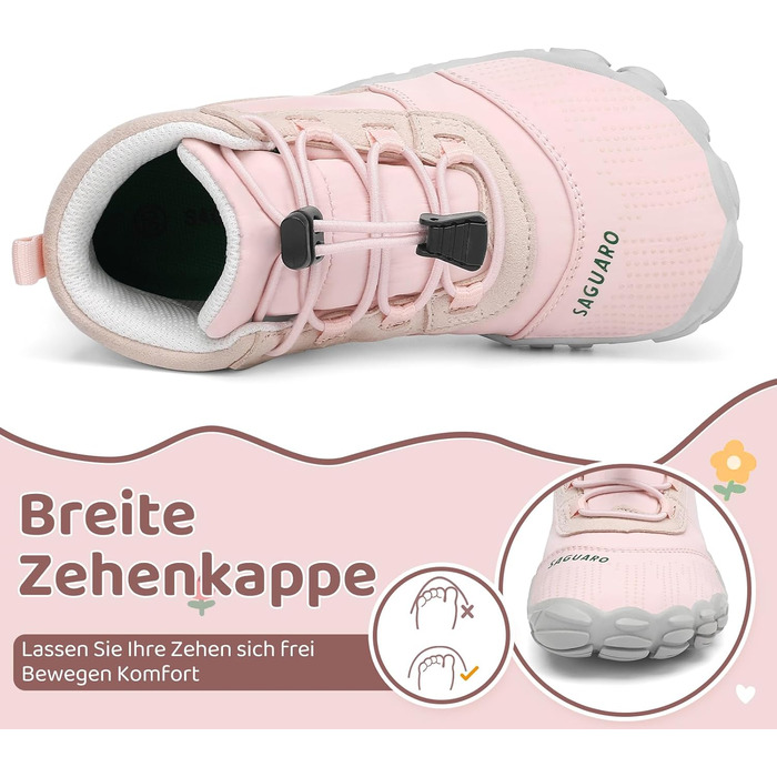 Дитячі босоніжки Saguaro: легкі, м'які, для трекінгу та хайкінгу. Дихаючі, неслизькі, для активного відпочинку та фітнесу. Розміри 24-36 (25 EU), колір рожевий