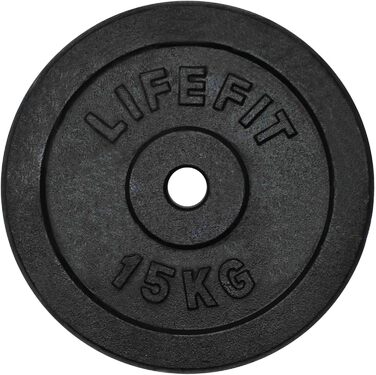 LIFEFIT Гиря-диск 15 кг, чорний, для тренувань