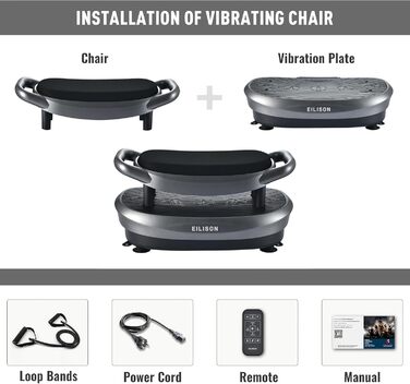 Машина для тренувань EILISON FITABS 3D з вібрацією та сидінням: вібрація, пульсація, платформа для віджимань. Ідеально для лімфодренажу, схуднення та відновлення. Колір: сірий