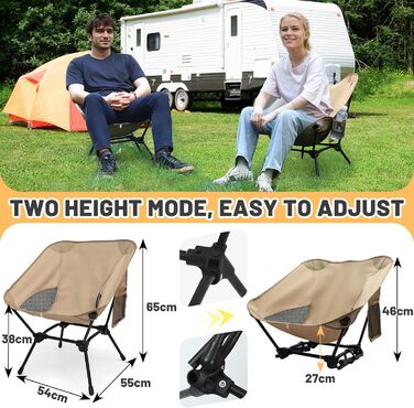 Зручний складаний стільчик для кемпінгу та відпочинку на природі (Хакі)