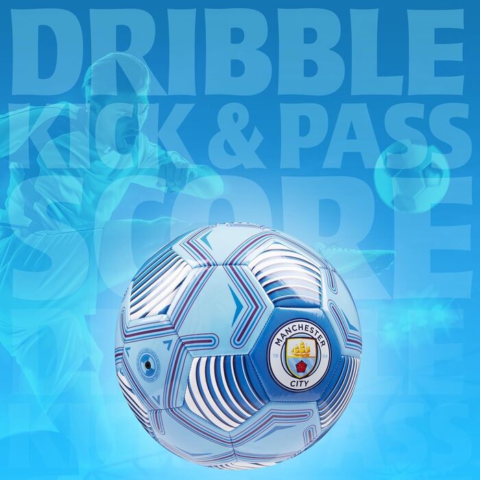 М'яч для футболу Manchester City FC, ліцензійний, розмір 3, 4 або 5 - подарунок для фанатів, блакитний