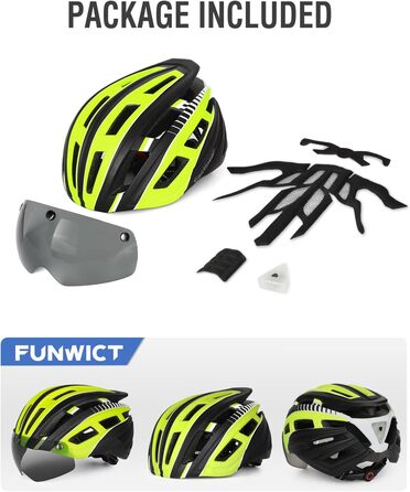 Велосипедний шолом FUNWICT для чоловіків і жінок з LED-ліхтарем, магнітним візором і знімним внутрішнім підкладом