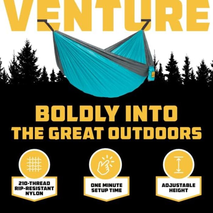 Гамак для кемпінгу Wise Owl Outfitters – односпальний або двоспальний, для дому та вулиці, з сумкою для зберігання, аксесуарами для рюкзака та подорожей, оранжевий / сірий
