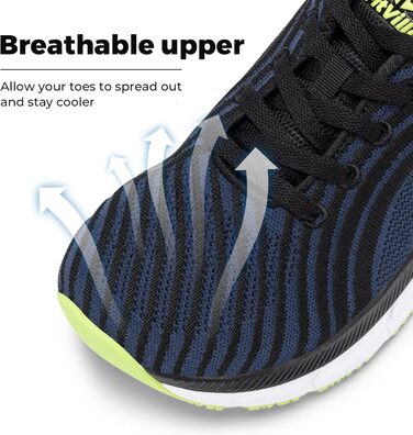 Кросівки для бігу FitVille для чоловіків, широкі (46 EU), темно-синій з чорним. Легкі, дихаючі, зручні для ходьби та джогінгу.