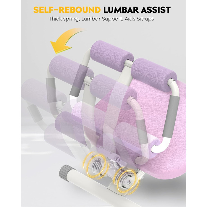 Тренажер для пресу GuuG: компактний складний фітнес-тренажер для дому, фітнес-обладнання для пресу, абдомінальна машина, для чоловіків та жінок, фіолетовий
