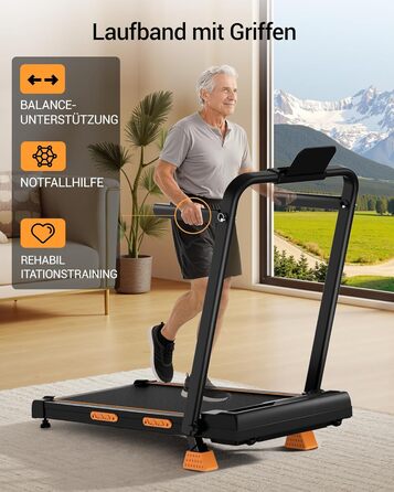 Бігова доріжка Walking Pad Lontek зі схилом 16%, 10 км/год для дому та офісу, LED дисплей, пульт ДУ, потужність 3.0 к.с., макс. навантаження 136 кг, чорна