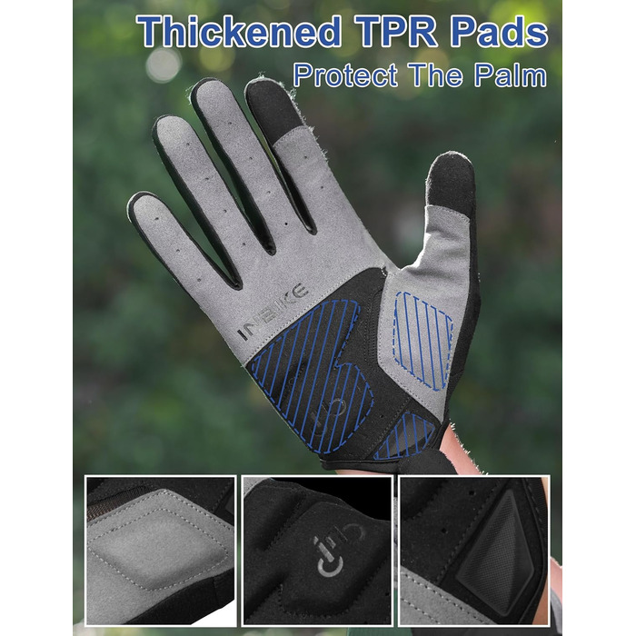 Велосипедні рукавички INBIKE для чоловіків, чорні, розмір L, 2 пальці, сенсорний екран, зносостійкі, дихаючі, світловідбиваючі