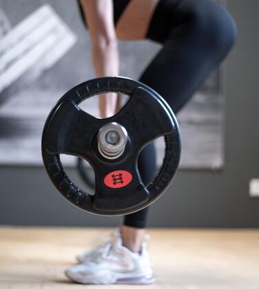 GYM DISTRICT Диски для штанги 50 мм, гумовані, чавунні, з ручками, набір 10 кг (2×5 кг), для олімпійської штанги, тренування вдома
