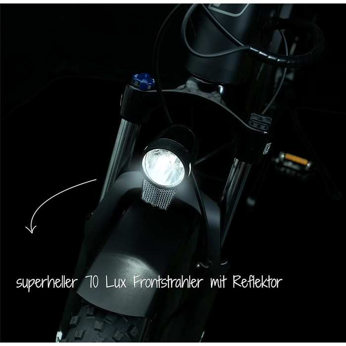 LED-фара для велосипеда FISCHER 70 LUX з функцією габаритного світла та автоматичним датчиком сутінків, динамо-генератор