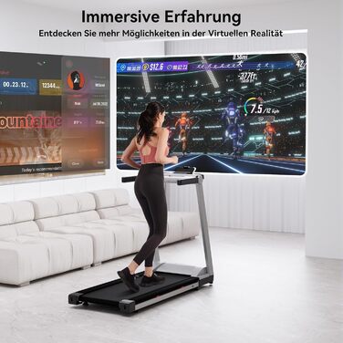 Лякуффі Raceable Walking Pad: Керування через додаток, AI-тренування, для використання під столом, до 136/159 кг, сумісний з Wearable Devices, срільно-чорний
