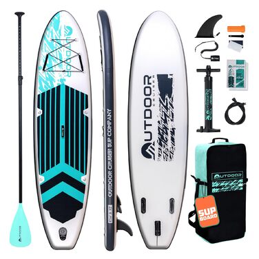 SUP дошка надувна OutdoorCrusier Ultra-Portable, блакитна (Карибське море) - комплект з аксесуарами, міцна, нековзка