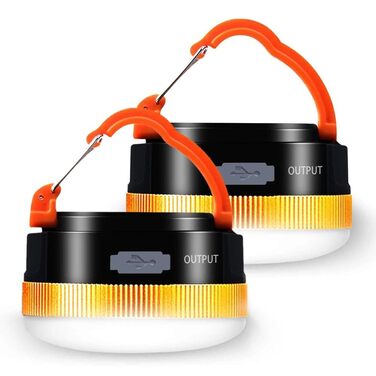 Набір LED-ліхтарів для кемпінгу Karrong (2 шт), USB-аккумуляторна міні-лампа з магнітом, 4 режими світла, SOS та червоне світло, водонепроникна портативна лампа для намету, походів та надзвичайних ситуацій
