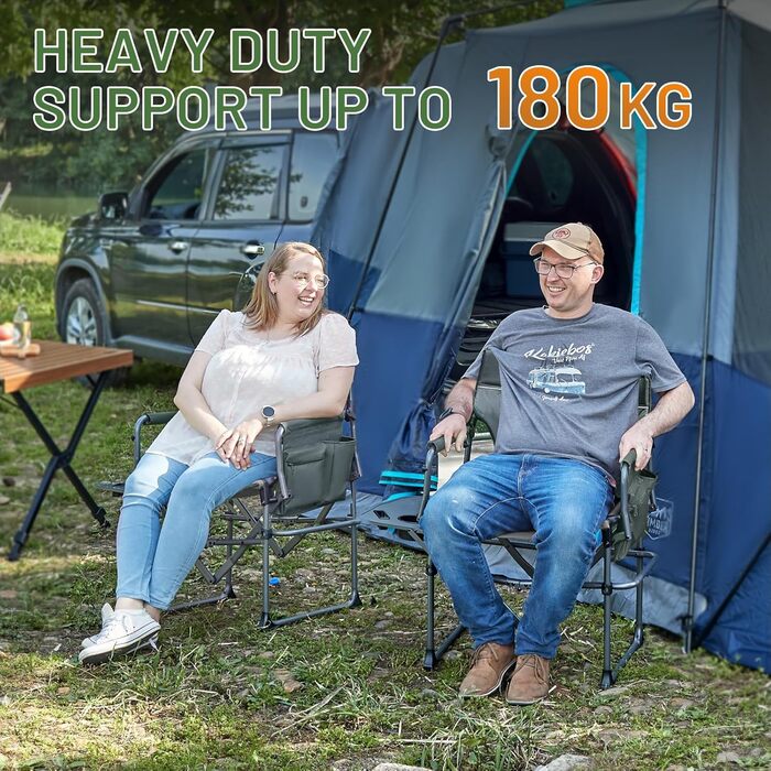 Крісло для кемпінгу Timber Ridge, складне, 180 кг, з бічним столиком та кишенею, сіре (1 шт)