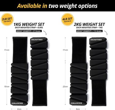 Набір вагів для зап'ястя та кісточок (2 шт по 0,5 кг) - регульовані ремінці для фітнесу, бігу, йоги, силових тренувань. Чорний колір
