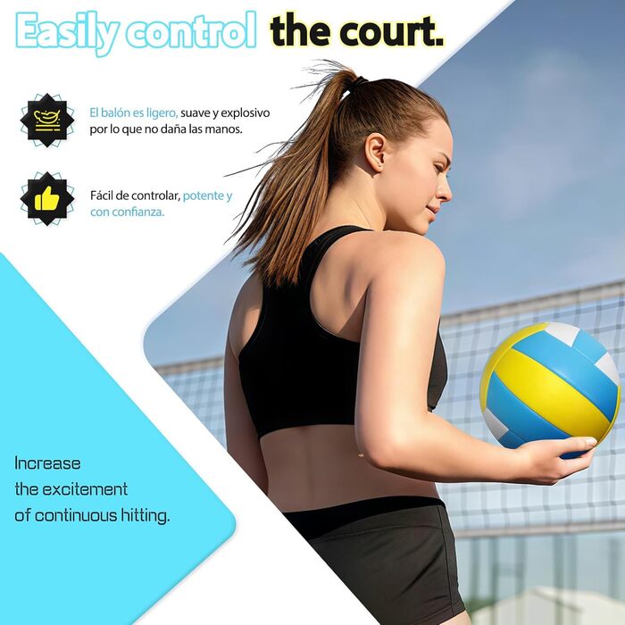 Волейбольний м'яч для пляжу та залу: тренувальний, розмір 5, з рюкзаком та насосом