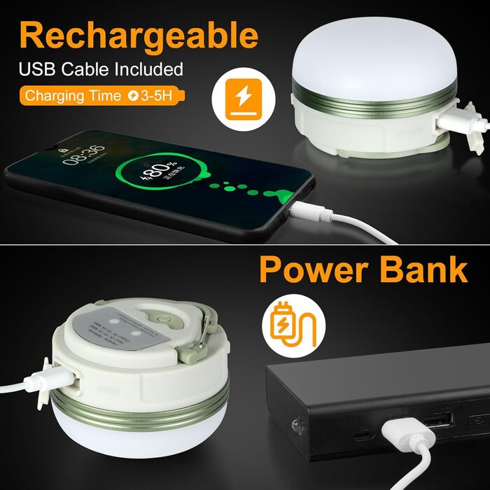 Набір LED кемпінгових ліхтарів Flintronic (2 шт.), 5 режимів SOS, водонепроникні, міні-ліхтарі для намету, портативні, для туризму, риболовлі та надзвичайних ситуацій