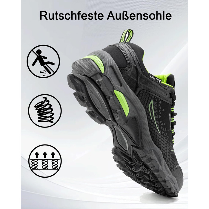 Туфлі для хайкінгу чоловічі та жіночі, водонепроникні, легкі, трекінгові, туристичні, дихаючі, для активного відпочинку, 38-46 EU (43 EU, Чорний/Зелений)