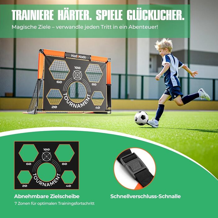 Дитячі футбольні ворота 120x90 см з сумкою для перенесення, для саду та вулиці, Pop-Up ворота з фіберскляних стержнів KD210DP