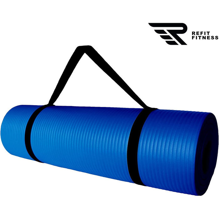 Гімнастичний килимок REFIT FITNESS 190x60 см, антиковзкий, NBR, 10-15 мм, для йоги, пілатесу, зі стрічкою та сумкою, PainProtect & SmartCell