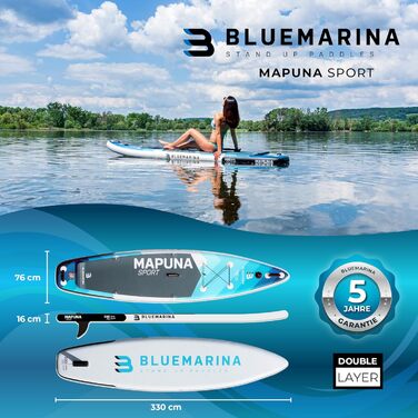 Надувна SUP дошка Bluemarina Mapuna 330x76x16 см - до 200 кг | 5 років гарантії