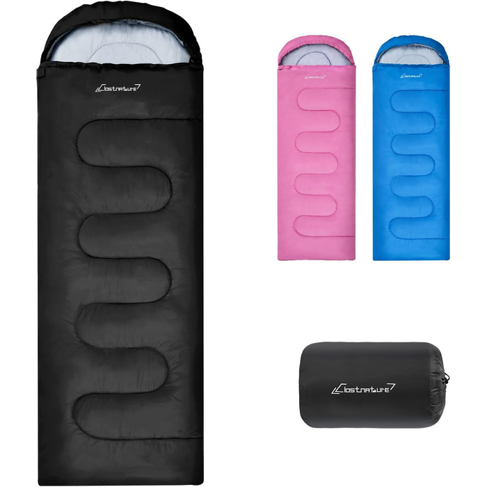 Спальний мішок Clostnature для кемпінгу та подорожей - Легкий, компактний, 3-сезонний, чорний, 0.9 кг