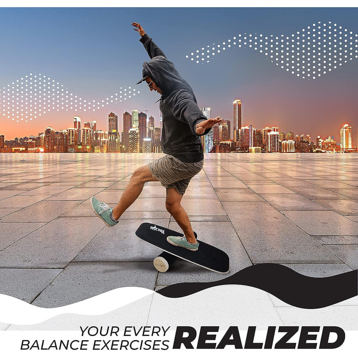 Yes4All Дерев'яний балансборд для дому, серфборд для тренувань всіх рівнів, чорний