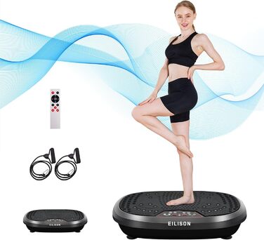 Вібраційна платформа EILISON FitMax 3D XL для тренувань всього тіла з петлями – лімфодренажний тренажер для схуднення, фітнесу та відновлення