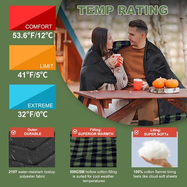 Спальний мішок для двох дорослих та дітей, XL, Queen Size, для кемпінгу та походів, вологостійкий, з компресійним мішком, чорний/зелений