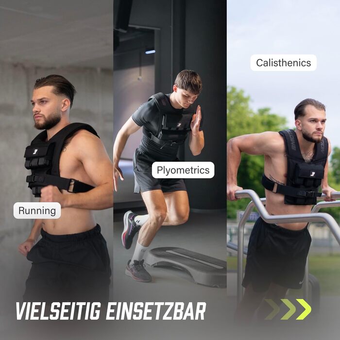 Утяжелитель Müller & Blum Premium 20 кг / 10 кг, регульований жилет для фітнесу з вантажами, чоловічий та жіночий, Cordura, для силових тренувань, чорний 20 кг