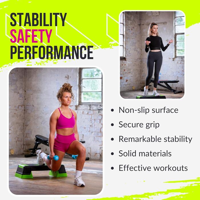 Аеробічний степ Urban Fitness K-REY-UFA248, регульований, антрацитовий/зелений, синій, універсальний розмір