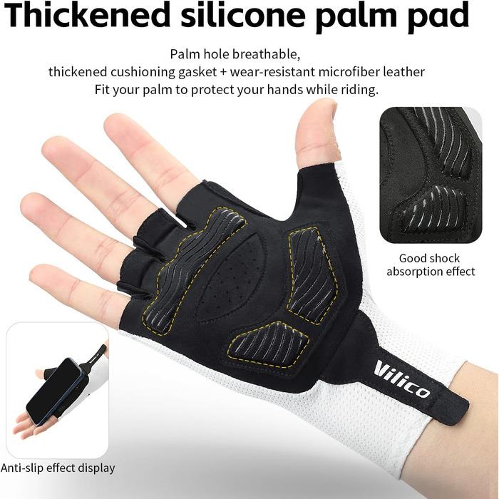 Велосипедні рукавички Professionee: дихаючі, амортизуючі, з силіконовою поверхнею для катання, альпінізму та активного відпочинку (білі, XL)