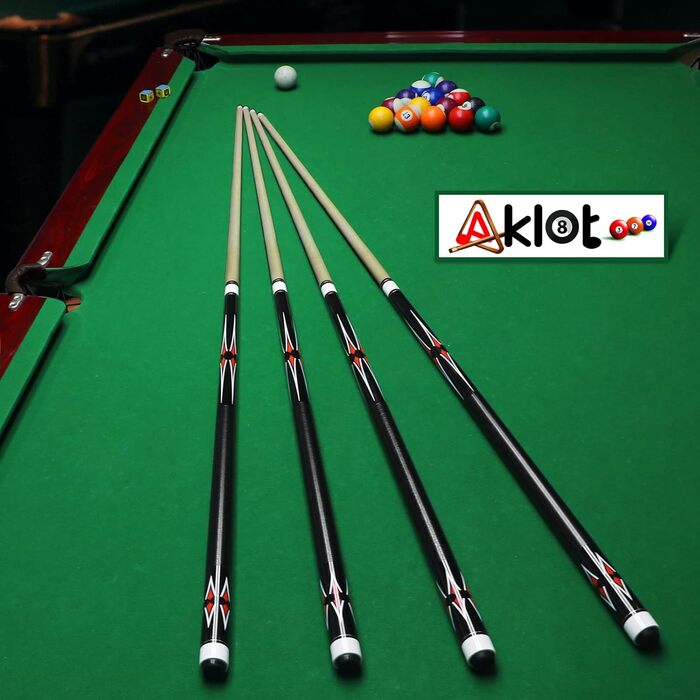 AKLOT Більярдний кий, набір 3 шт., канадський клен, 147.3 см, змішана вага