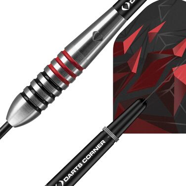 Набір дартсів Darts Corner Astrofire 90% вольфрам, сталеві наконечники, 6 флайтів, 6 шафтів, платіжна карта, кейс для зберігання, кільця