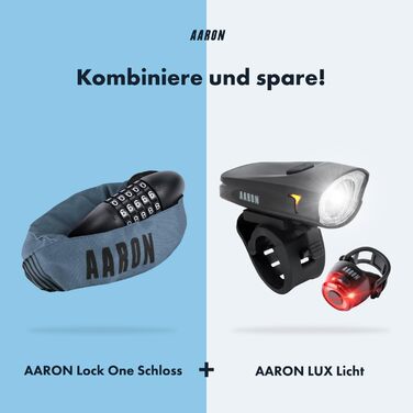Замок для велосипеда AARON Lock One з 5-значним кодом, сталевий ланцюговий замок, високий рівень захисту, для електровелосипеда, гірського, трекінгового, туристичного та шосейного велосипеда (сіро-блакитний)