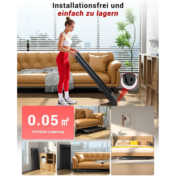 Walking Pad Superun з нахилом 6% – біговий доріжка для дому, максимальна швидкість 12 км/год, з додатком та пультом дистанційного керування. Робочий стіл, максимальне навантаження 136 кг, 90 см, колір Чорний.