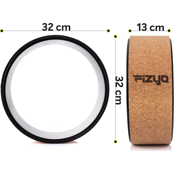 Колесо для йоги Fizyo Yoga Wheel – для розтяжки спини та полегшення болю – стабільне, неслизьке, 32 см (коричневе, натуральний корк)