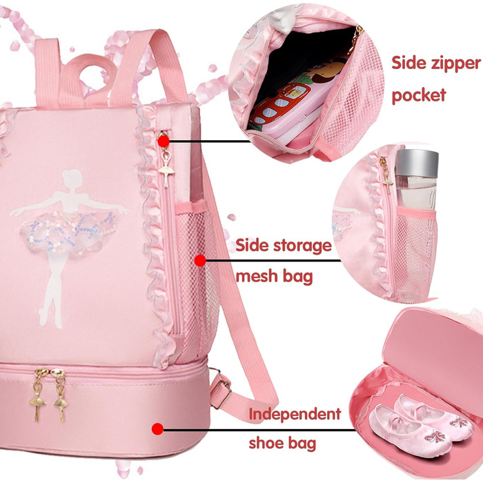 Дитяча спортивна сумка Youyike, водонепроникний рюкзак з відділенням для мокрого одягу, для дівчаток та хлопчиків, зелений, для танців та спорту