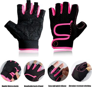 Фитнес рукавички для чоловіків Daen, тренувальні рукавички для силових тренувань, важкої атлетики, тренувань на тренажерах, велоспорту (M, Чорний Рожевий)