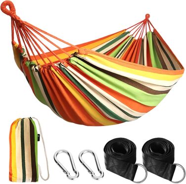 Гаммак Anyoo Outdoor з бавовни: зручний, портативний, з мішком для перенесення. Підходить для саду, балкону, кемпінгу (Помаранчевий)