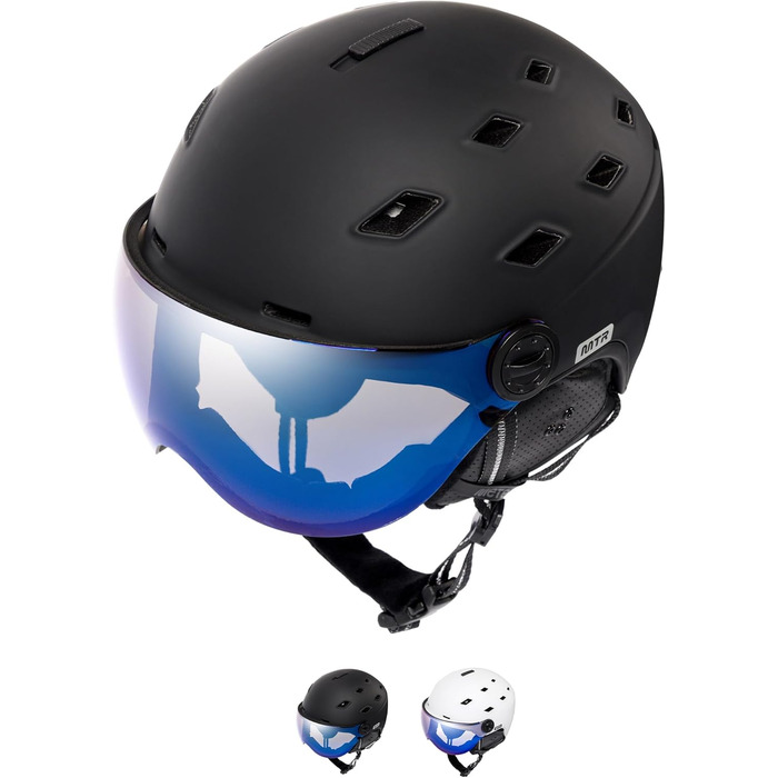 Шолом гірськолижний Meteor з контрастним візором та вентиляцією – для дорослих та дітей (55-58 см), чорний