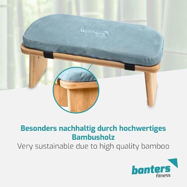 Банкетка для медитації з бамбука, складна, з подушкою, світло-зелена (блакитна)