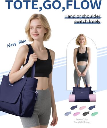 Сумка для йоги Yogatasche Damen (Marineblaue) велика водонепроникна з відділенням для мокрого та кріпленням для килимка