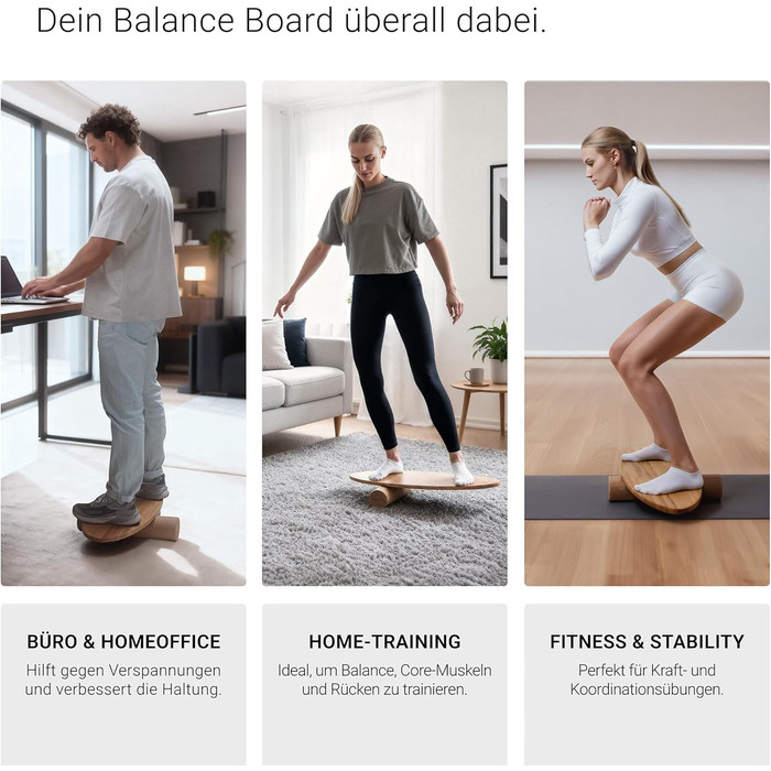 Балансборд з дуба FAVVITY® Core Walnuss: тренажер для рівноваги з додатком | Зроблено в Німеччині, сертифікат FSC