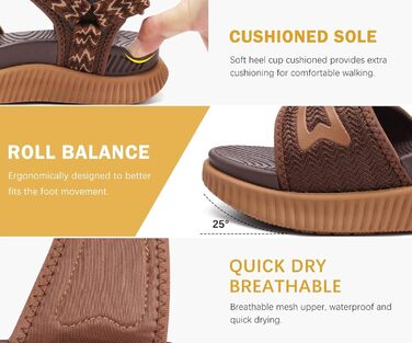 Зручні трекінгові сандалі KuaiLu для жінок: ортопедичні, для плоскостопості, піші прогулянки, літо, відкриті пальці, регульовані на липучках (39 EU, Коричневий)