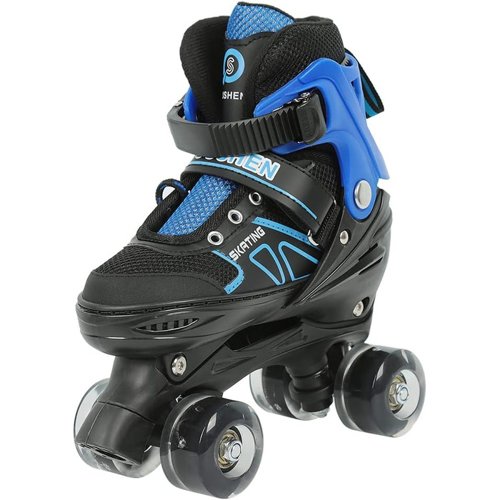 Дитячі ролики на 8 колесах (синьо-чорні, без світла, розмір S (27-32))