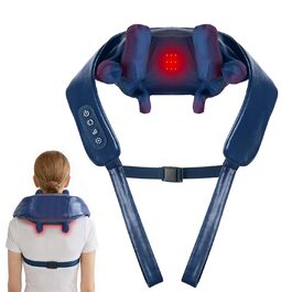 Масажер для шиї та тіла 8D Shiatsu Pro бездротовий з підігрівом - для шиї, плечей, спини, попереку та ніг. Подарунок для жінок та чоловіків, блакитний
